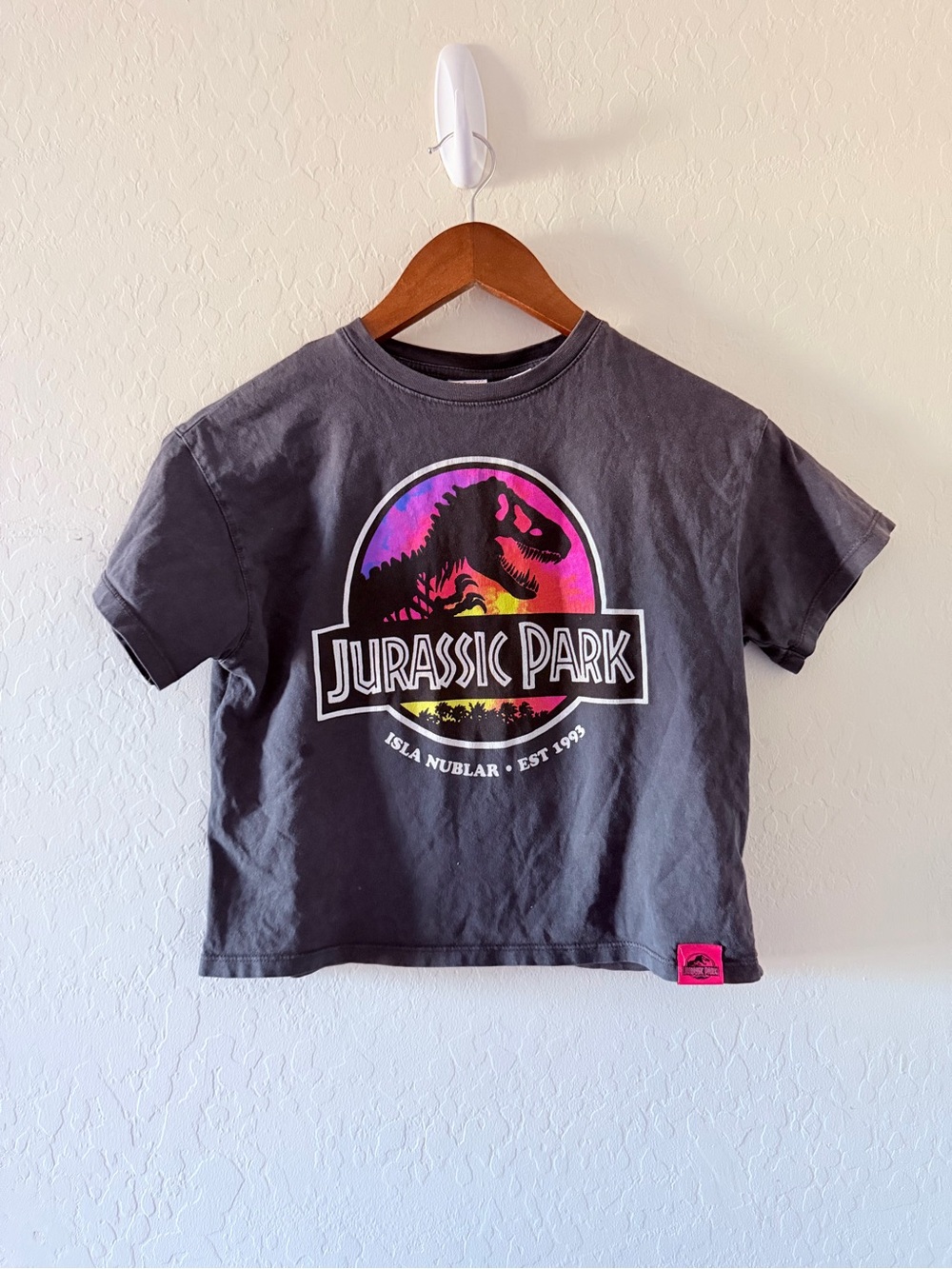 Zara Kids x Jurassic Park Graphic T-Shirt Size 7–8 (126 cm) Gray 100% Cotton
